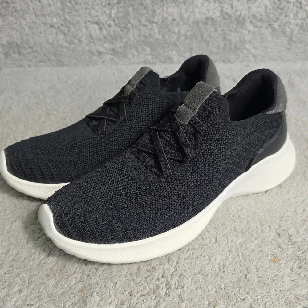Naturalizer Emerge Leather & Knit Slip On Sneakers‎ Black Wide Width 8W NEW